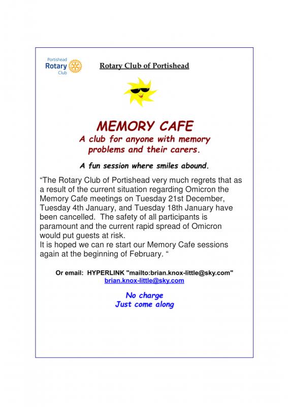 Memory Cafe temporary closure