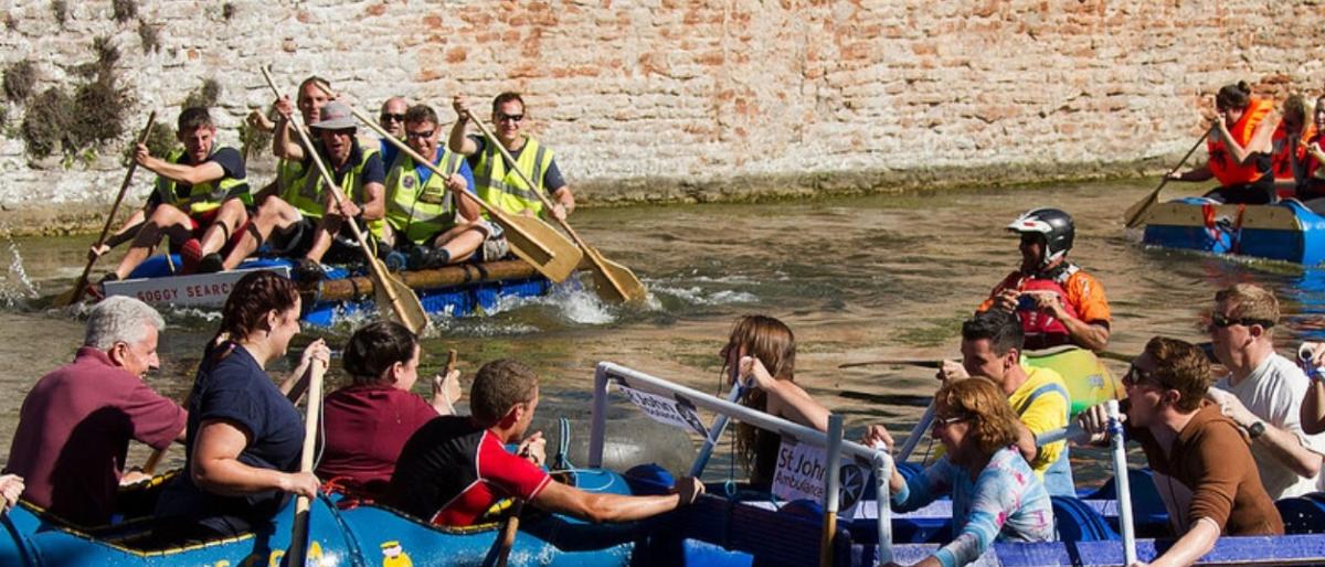 Rotarians do not normally get involved in the water fights, but the occasion provides good Rotary exposure and raises money through the Pop-up Shop run beside the moat.