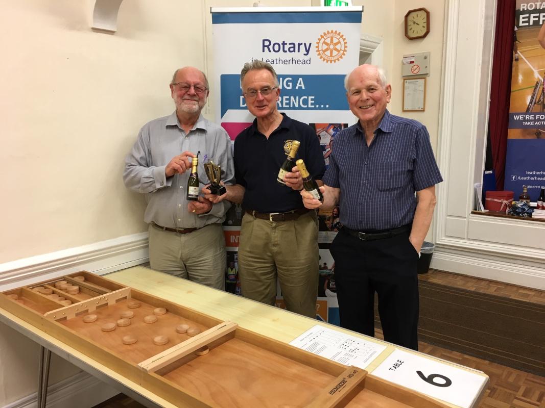 ‘The Navy Larks’, winners of a special fundraising shuffleboard evening organised by Leatherhead Rotary Club at the Leatherhead Institute on Friday 12th October 2018