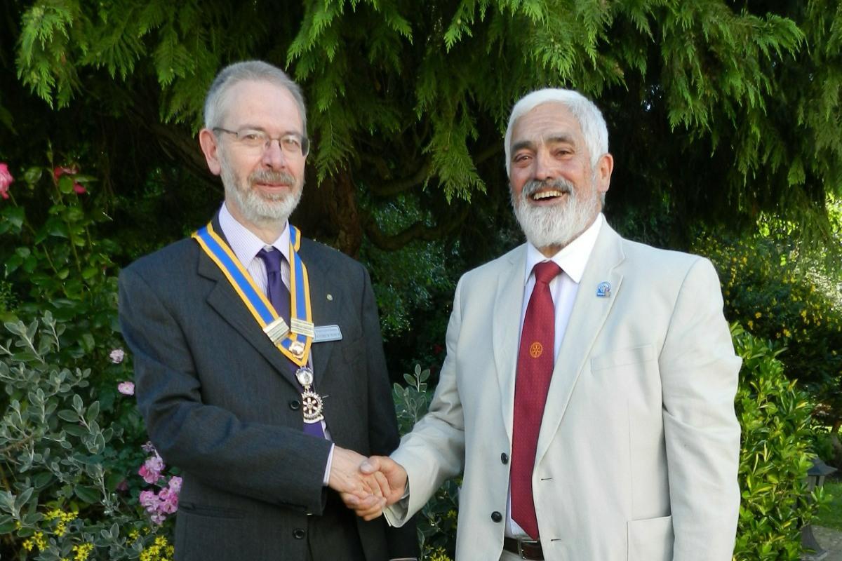 Dursley Club Handover  -- Outgoing President Terry Pascoe, Incoming President Andrew Pinch and President Nominee David story