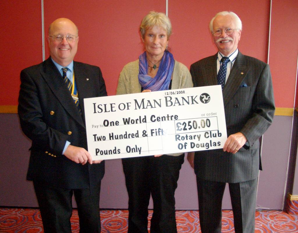 Donations 2008 - L-R President Bill Hamilton-Turner, Cheryl Cousins, Rotarian John Bowles
