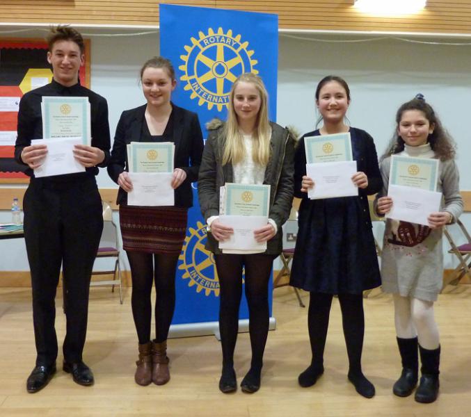 Feb 2014 Club Competition Rotary Young Musician 2014 - Our Winners! Joseph, Millie, Lily, Eugenie, Juliette.