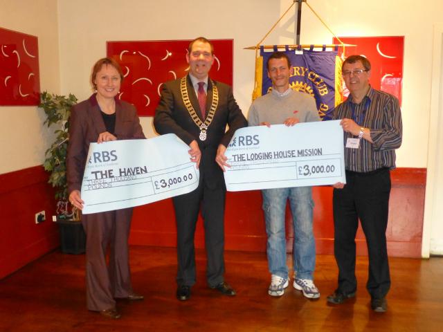 Cheques presented in 2013 to two charities working within our community in Glasgow and S Lanarkshire - The Lodging House Mission and The Haven.  
