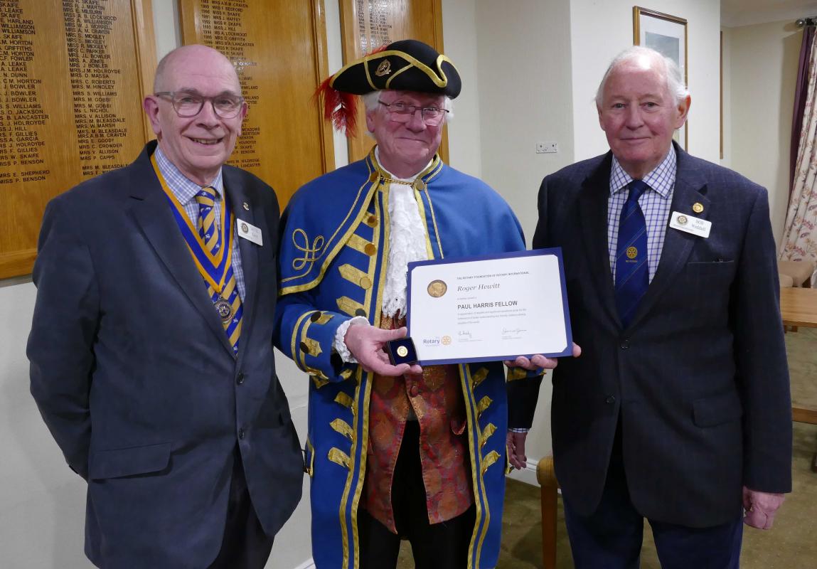 Photograph shows, l to r, Knaresborough Rotary President David Kaye, Roger Hewitt and Rotarian Bob Weddall.