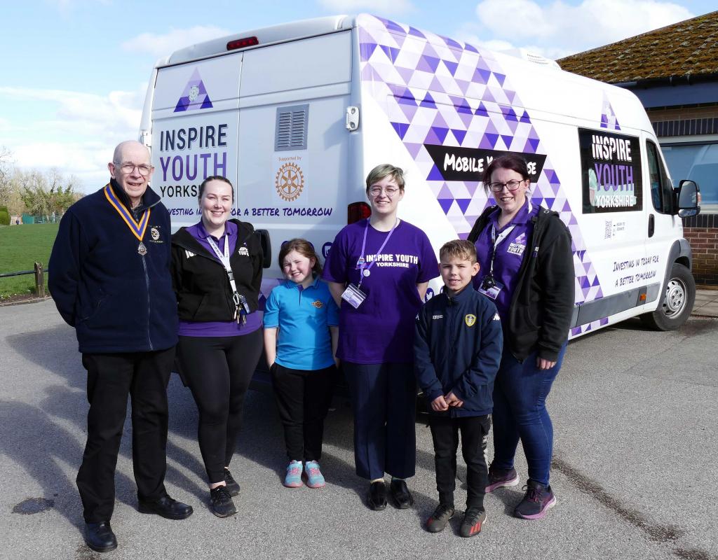 Photograph shows: Left to right, Knaresborough Rotary President David Kaye, Youth Worker Jodie Edwards, volunteer ABS and Jessica Ward, the CEO and Founder of Inspire Youth.