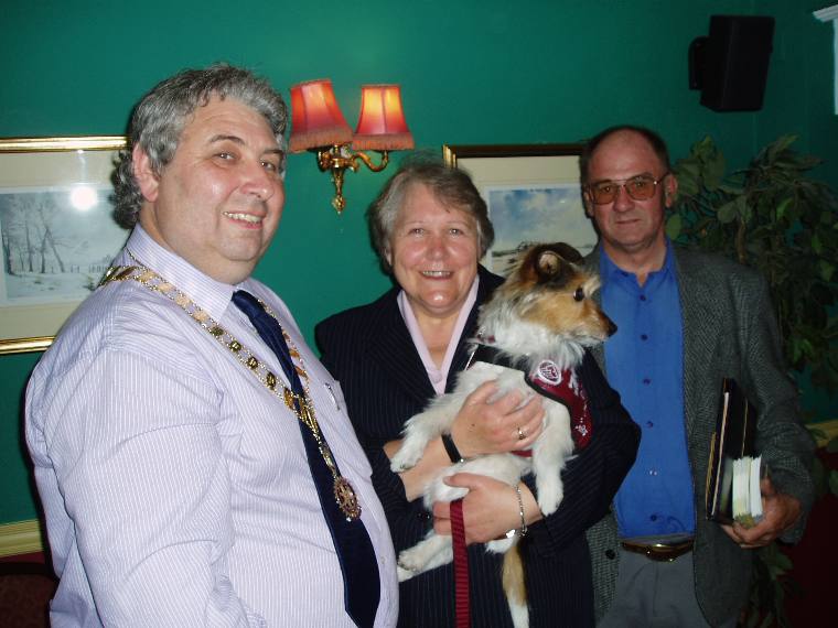 Hearing Dogs for Deaf People - Guest speaker Jean Lawrence with her dog Scampi, President Chris and Gerry Lawrence