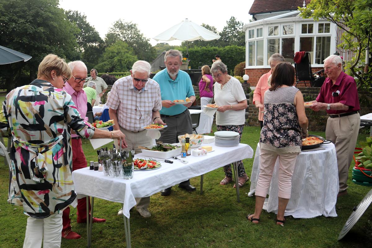 Queuing for the food!