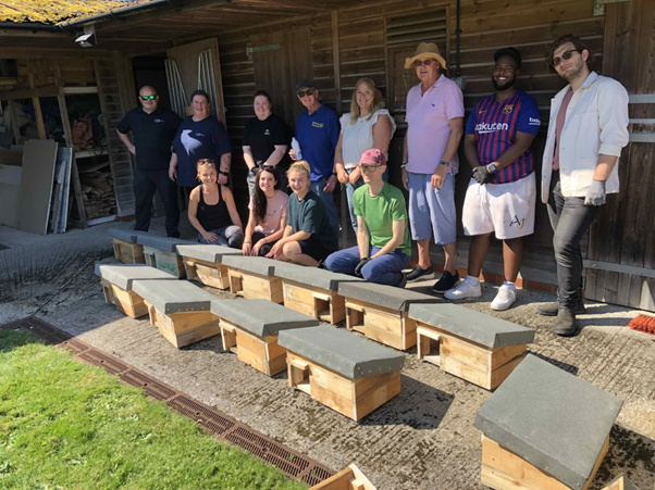 Volunteers from BP Collins, Lightfoots, Lucy Electric, Richardsons and Rotary Phoenix had a fantastic day constructing 15 Homes!