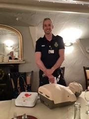 Senior First Responder Alex Twist visited us and demonstrated the latest defibrillator that we recently donated to Hinckley And Bosworth Community First responders