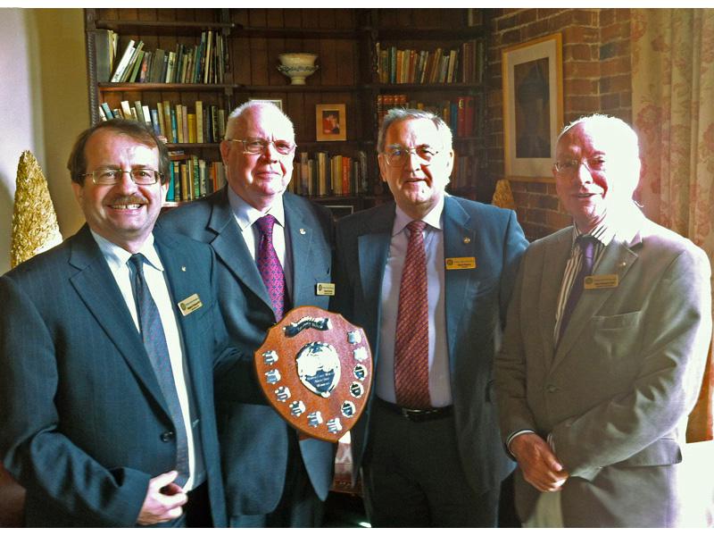 Stephen Thomas, David Gordon, David Davies and Don Howard (Oswestry’s winning team in 2012) take a last look at the District Quiz Area Trophy.