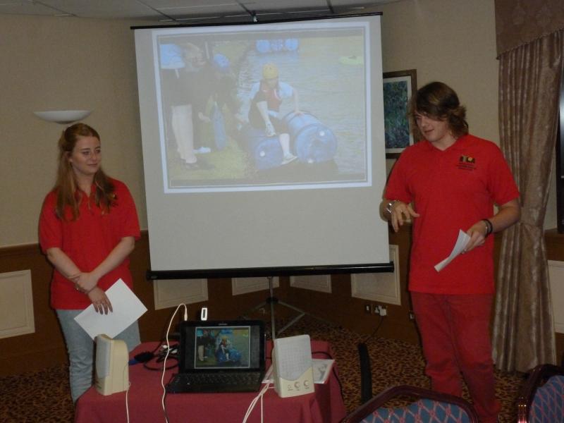 Rebecca Ward and Guy Beardsmore, giving their presentation to the Rotary Club of Wakefield Chantry at the Hotel St Pierre, Newmillerdam