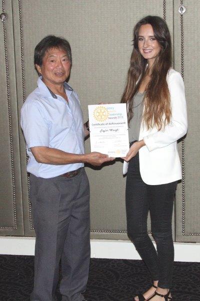 Taylor receiving her Certificate from President Alex