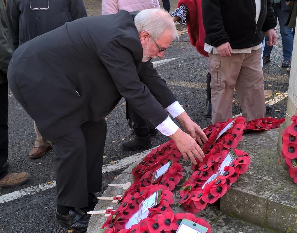 Wreath laid on behalf the Dunmow Rotary Club at the 2019 Remembrance ceremony in Great Dunmow.