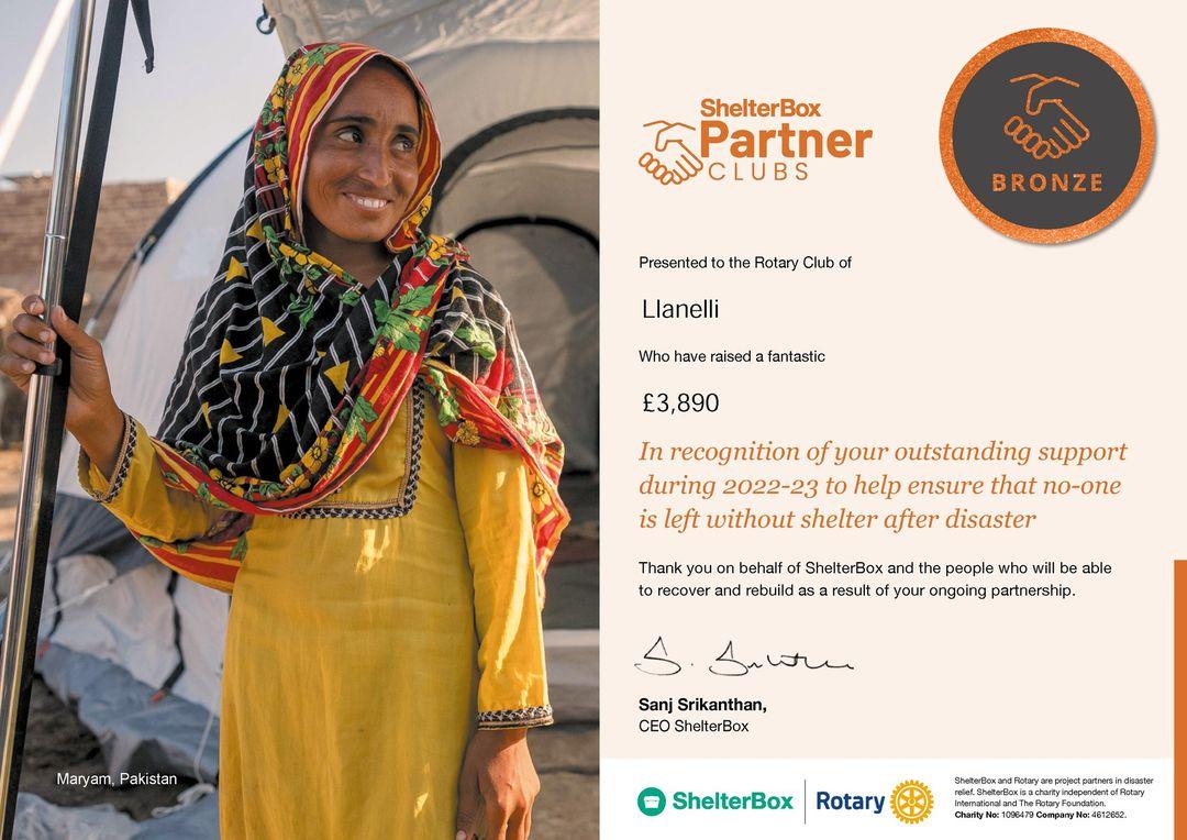 Shelterbox certificate