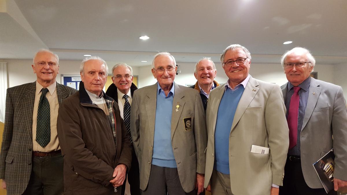 Hugh Reed (left of photo) with fellow Rotarians during a visit to the Brain Tumour research facility at Derriford Hospital.