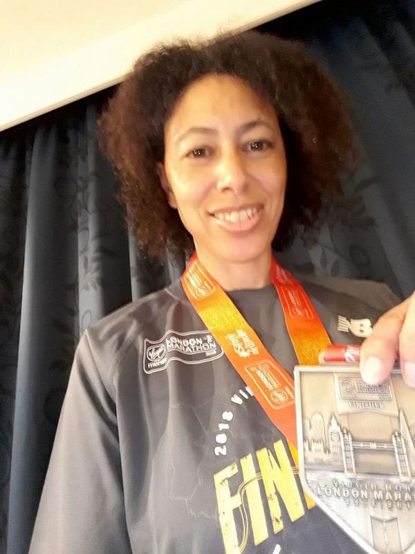 Sarah Kennedy-Ratcliffe, of Llandudno Gogarth Rotary, in quietly triumphant mood after completing the London Marathon