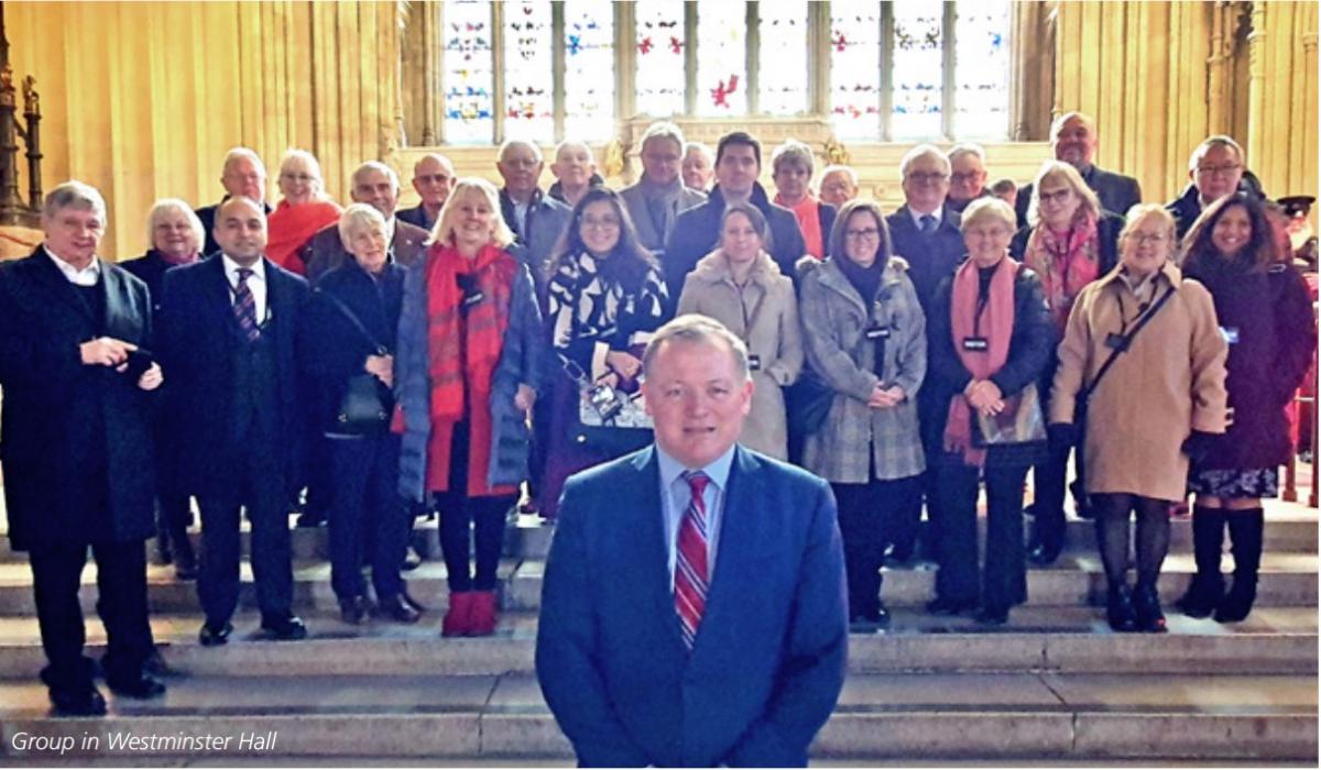 Folkestone Rotary Club enjoyed  a visit to the Houses of Parliament - Group in Westminster Hall