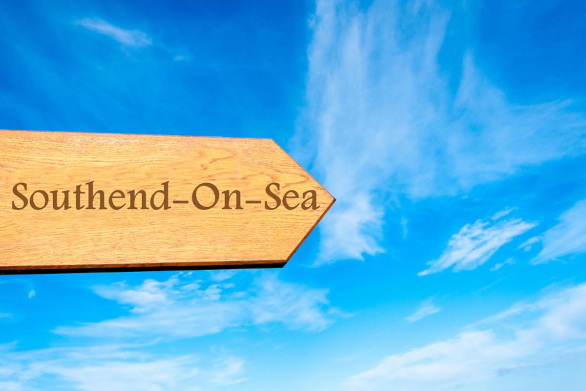 Wooden sign pointing to Southend-on-SEa