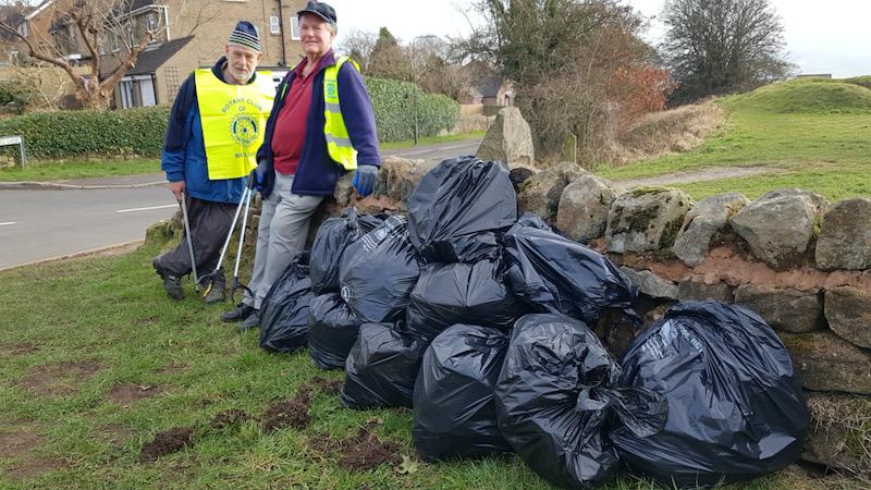 Rotarians Terry Fox and John Bent with the haul form the 2021 Spring Roadside Cleanup