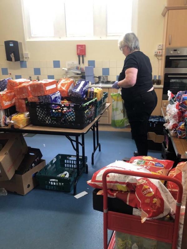 Rev'd Julie Wing at the WCFP outlet at St Michael's and All Angels Church in Sulgrave