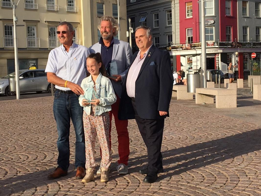 L-R: Nigel Dorey, Clara Ginnis, Charles Denton & Mike Le Conte (President, Rotary Club of Guernsey)