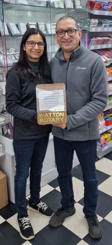 Deven and Chandni with the Rotary Business of the Month Award