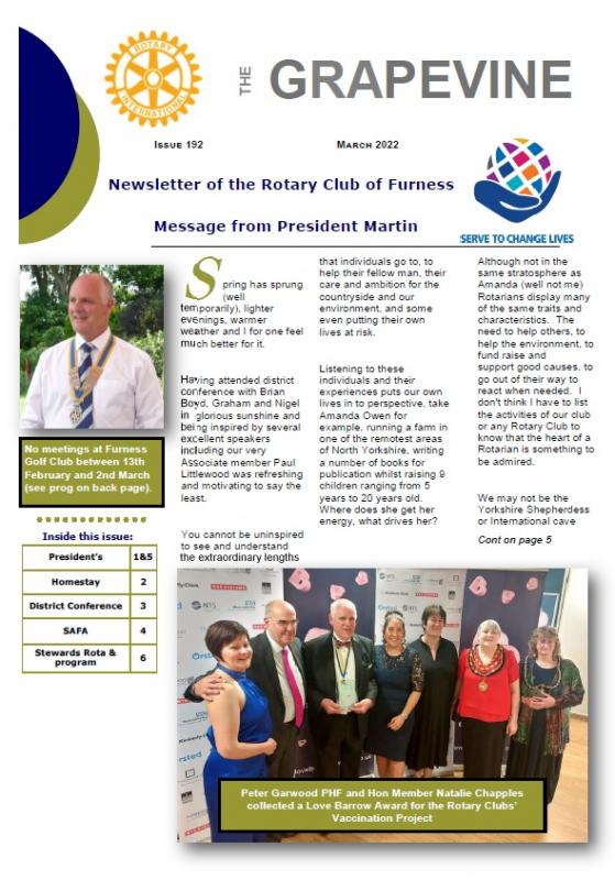 Frontpage of our March 2022 newsletter