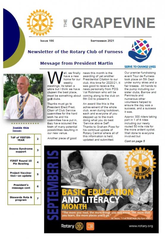 Front page of September's newsletter