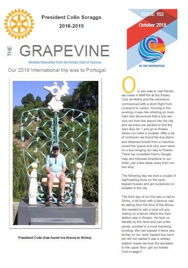 Front page of October 2018 Grapevine 