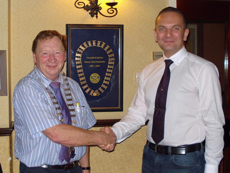 Picture shows Peter with Rotary President Gordon Steele
