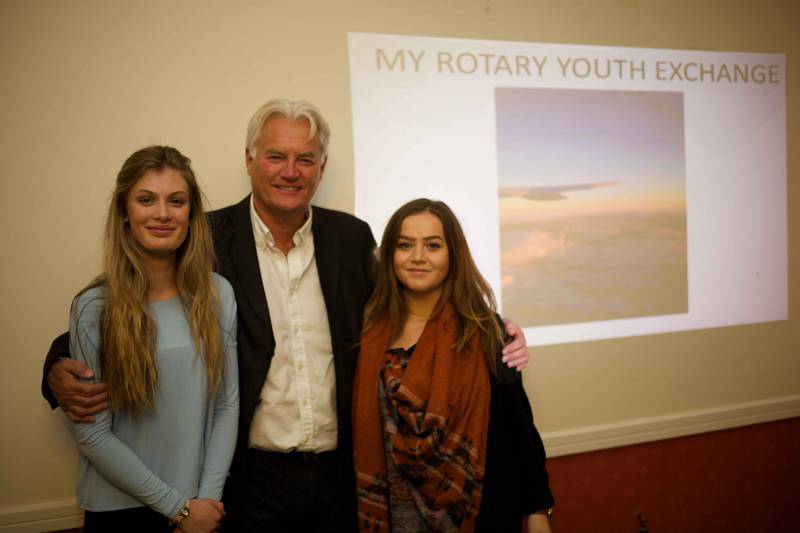 President Barry, looking very pleased, with Students Phoebe [left] and Isla