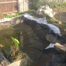 The ripped pond liner - back to the drawing board!
