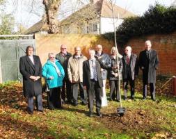 Planting at Langtons of a red oak tree