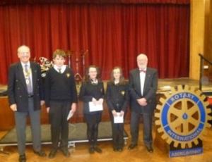 Winners of the Rotary Young Musician competition are pictured with the Chief Adjudicator (Lionel Elton) and the President of the Rotary Club of Abergavenny (Brian Roussel).
