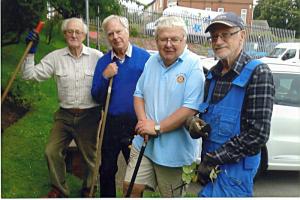Mike, Chris, Peter and Len working on the Rotherham Hospice garden.