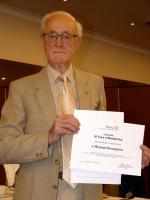 At the meeting President John presented PP Michael Brumpton with a Paul Harris badge and certificate in recognition of 50 years of service.