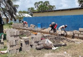 Construction of girls shower block.