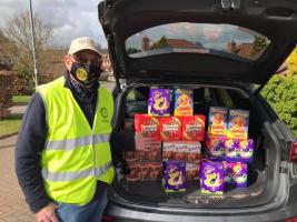 Taking Easter Eggs for delivery in the local community