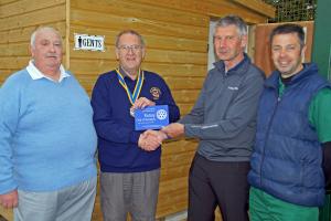 (l-r) Roger Candlin, Secretary, Llanymynech Bowling Club (LBC), Rtn David Davies, President of the Rotary Club of Oswestry and Chairman of the Mary Hignett Bequest Fund Committee, Kevin Jones, Chairman LBC and Paul Smith, Greenkeeper LBC