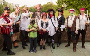 Some of the pirates who took part in the murder mystery.