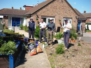 Rotarians having a tea break.