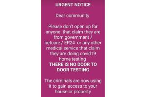 Beware Door-to-Door COVID-19 tester scammers.