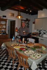 Our host Martin, his German beer and his lovely starting menu!