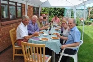 Frugal lunch at Ivan and Cathy Jones's home