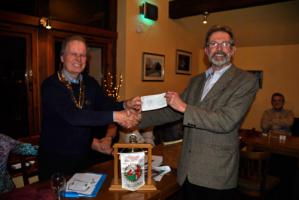 President Patrick presents a cheque to Dave Tomlinson