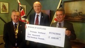 President Alan Rankin, Adam Gaines (Prostate Scotland), V.P. Stewart Wilson