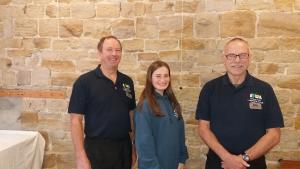 Hannah with her course mentors Rtn Chris Redfearn (RC Brighouse) and Rtn Neville Oughtibridge