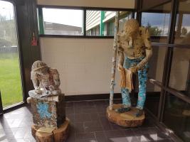 2 Recycled statues in Main entrance to UPM Shotton Paper Mill