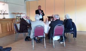 Rotary Sodertalje President Sverker Sundmark addresses the club after lunch on 21st September
