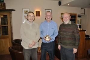 From L to R Dave Barwick, Kim Smith with cup and Norman Thorp